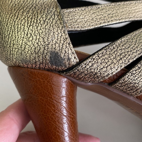 Jeffrey Campbell Handmade Ibiza Last Gold Marly Heels Size 7 Women - Picture 14 of 15